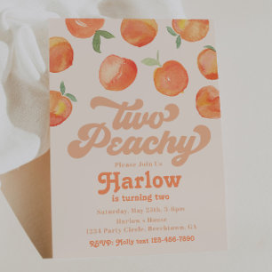 Two Peachy Invitation   Peach Birthday Invitation