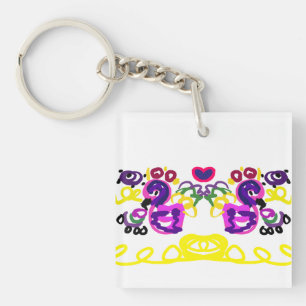 Two Peacocks spring Key Ring