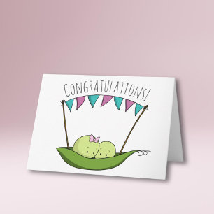Two Peas Boy and Girl Newborn Congratulations Baby Card