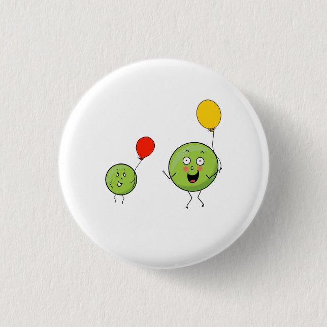 Two peas, cute pea theme 3 cm round badge (Front)