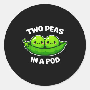 Two Peas In A D Cute Kawaii Funny Classic Round Sticker