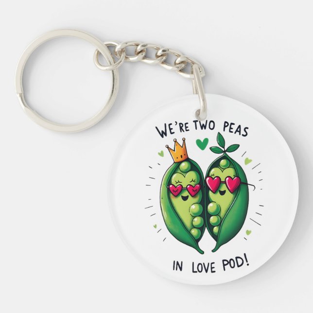 Two Peas in a Love Pod Adorable Valentines  Key Ring (Front)