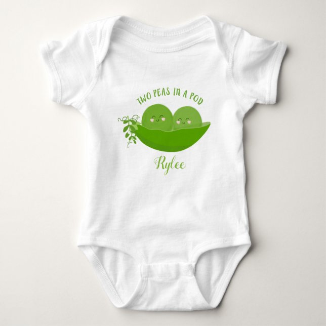 Two Peas in a Pod 1st Birthday Twins Baby Bodysuit (Front)