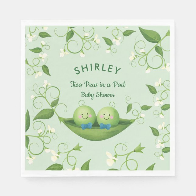 Two Peas in a Pod Baby Boy Twin Shower    Napkin (Front)