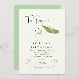Two Peas in a Pod Baby Shower Invitation