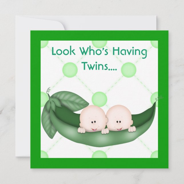 TWO PEAS IN A POD BABY SHOWER  INVITATION  GIRL OR (Front)
