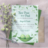 Two Peas in a Pod Baby Shower Twins Invitation