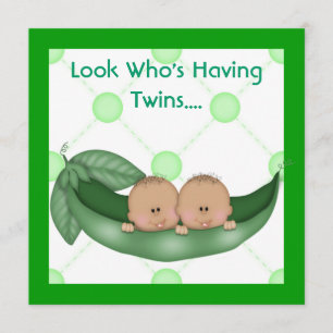 TWO PEAS IN A POD BABY SHOWER TWINS INVITATIONS