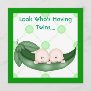 TWO PEAS IN A POD BABY TWIN SHOWER INVITATION G