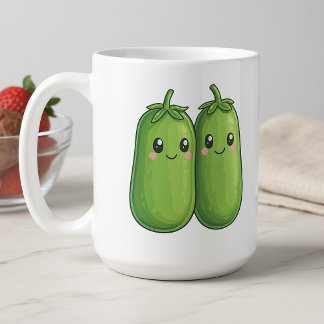 Two Peas in a Pod Cute Kawaii Coffee Mug