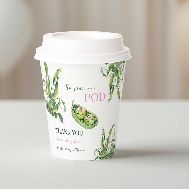 Two Peas in A Pod Girl Pink Twins Baby Shower Paper Cups (Creator Uploaded)