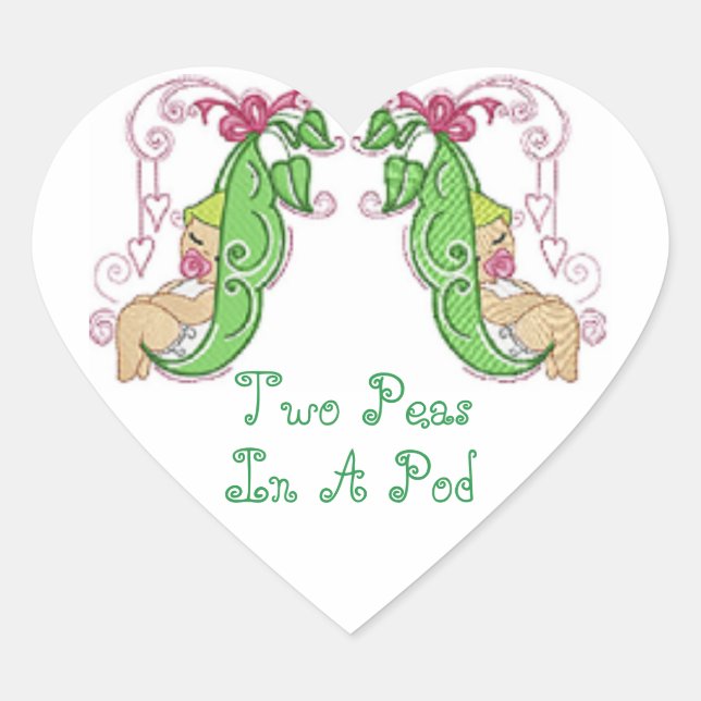 Two Peas In A Pod Heart Sticker (Front)