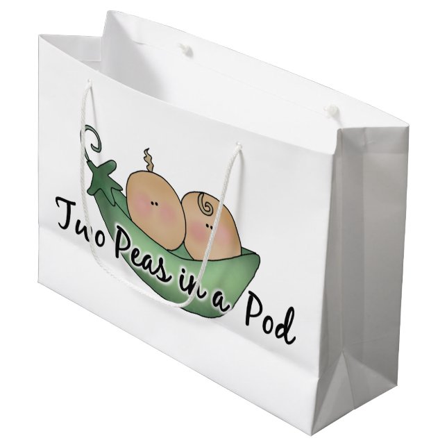 Two peas in a pod large gift bag twins (Front Angled)