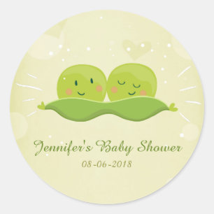 Two peas in a pod sticker Twin baby shower Neutral