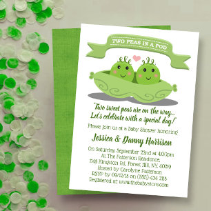 Two Peas In A Pod Twin Baby Shower Invitation