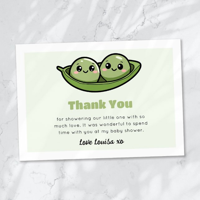 Two Peas in a Pod Twin Baby Shower Thank You Card (Creator Uploaded)
