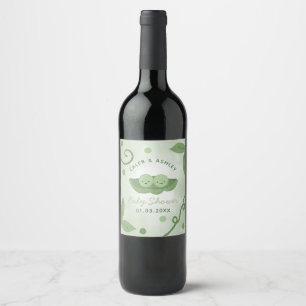 Two Peas In a Pod Twin Boys Baby Shower Bottle Wine Label