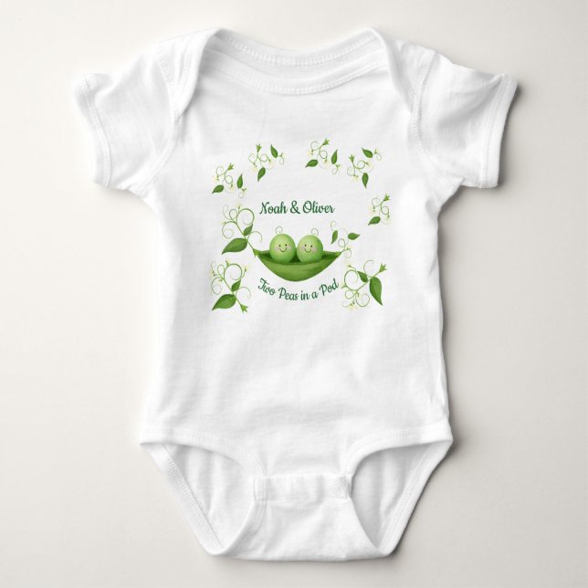 Two Peas in a Pod Twins  Baby Bodysuit (Front)