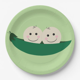 Two Peas in a Pod Twins Baby Paper Plate
