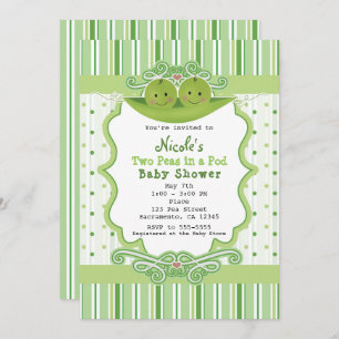 Two Peas in a Pod Twins Baby Shower Invitations