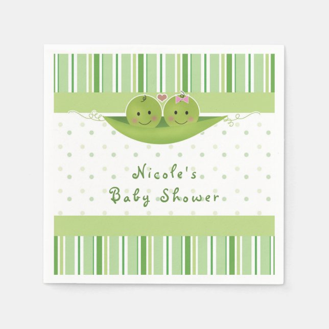 Two Peas in a Pod Twins Baby Shower Party Custom Napkin (Front)