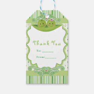 Two Peas in a Pod Twins Baby Shower Party Favour Gift Tags