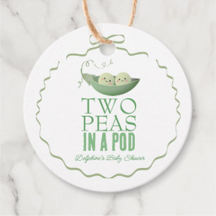 Two Peas in a Pod Twins Green Bow Baby Shower Favour Tags