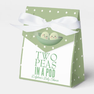 Two Peas in a Pod Twins Sage Green Baby Shower Favour Box