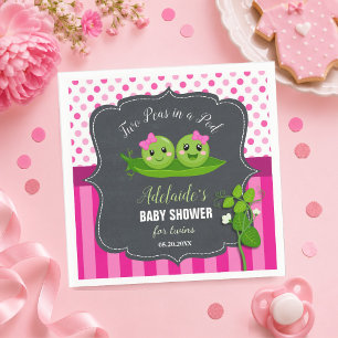 Two Peas in a Pod Twins Twin Girls Baby Shower Napkin
