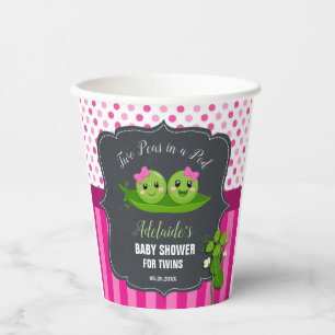 Two Peas in a Pod Twins Twin Girls Baby Shower Paper Cups