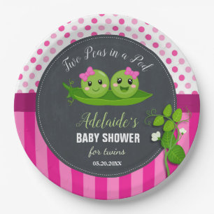 Two Peas in a Pod Twins Twin Girls Baby Shower Paper Plate