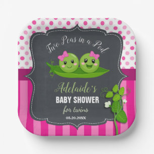 Two Peas in a Pod Twins Twin Girls Baby Shower Paper Plate