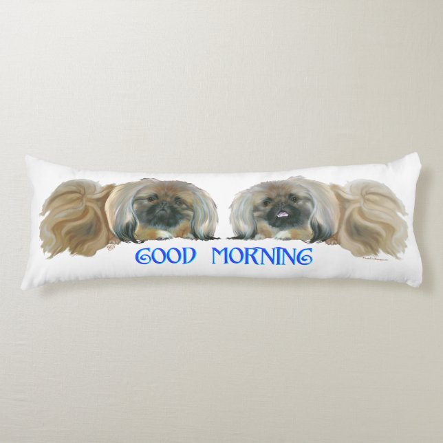 Two Pekingese Good Morning Body Cushion (Front)