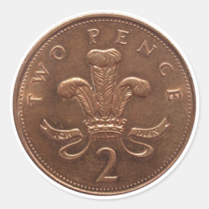 Two Pence coin Classic Round Sticker