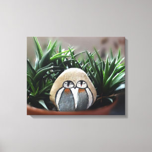 Two Penguins Decorative Stone in Pot  Single Print