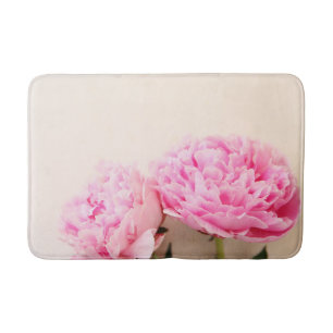 Two peonies pink bath mat