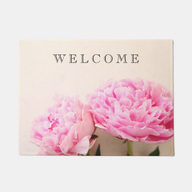 Two peonies pink doormat (Front)