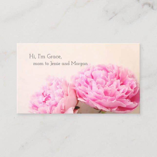 Two peonies pink mum calling card (Front)