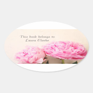 Two peonies pink oval sticker