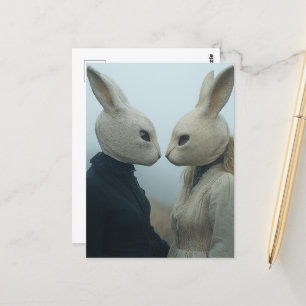 Two People in Rabbit Masks Postcard