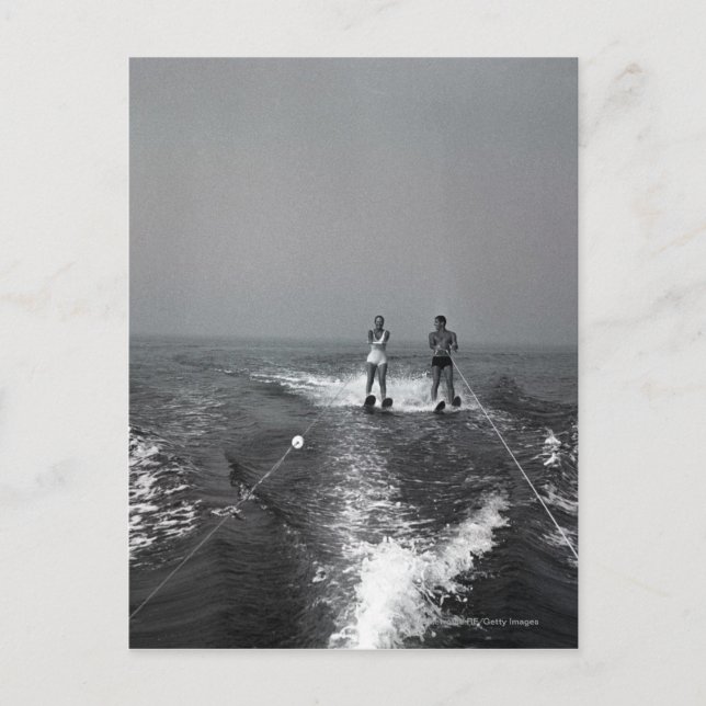 Two people waterskiing postcard (Front)