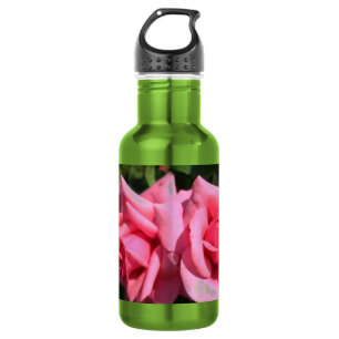 two perfect hot pink rose flowers. love 532 ml water bottle