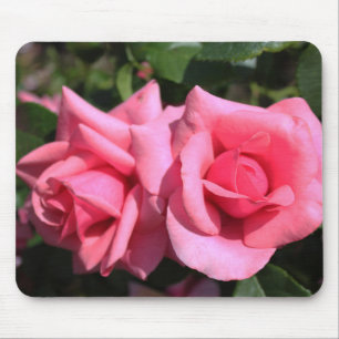 two perfect hot pink rose flowers. love mouse pad