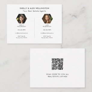 Two Person Custom QR Code Photo Real Estate Business Card