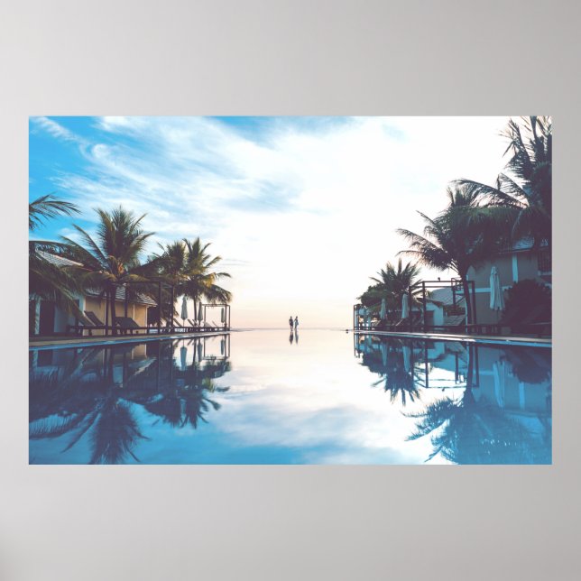 Two person standing beside swimming pool poster (Front)