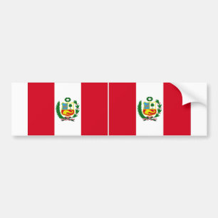 TWO Peru National Flag Bumper Sticker