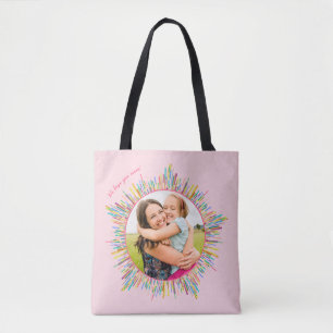 Two Photo Abstract and Colourful Art Custom Text Tote Bag