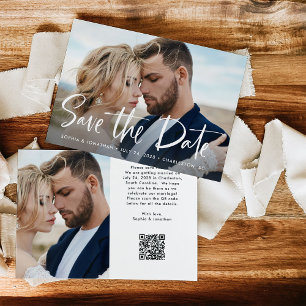 Two Photo and QR Code   Modern Script Save The Date