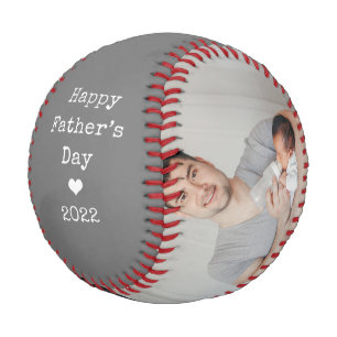 Two Photo and Typewriter Text Happy Father's Day Baseball