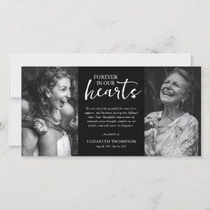 Two Photo Black & White Funeral Thank You Card